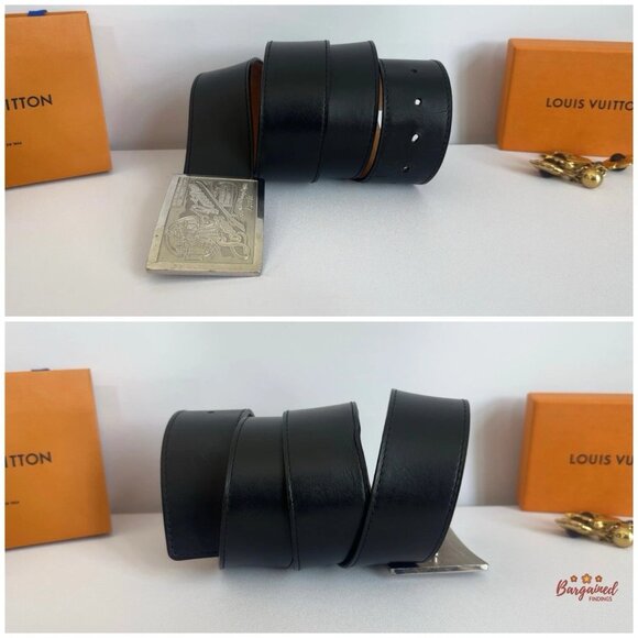 Authentic Louis Vuitton Black Leather Infini Ceinture Jeans Belt Size 100/40 - Picture 8 of 13